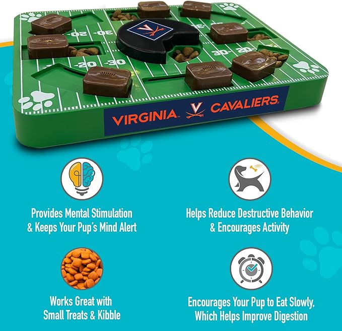 NCAA Puzzle Toy Slow Feeder, Puzzle Treat Dog Toy, Interactive Dog Treat Toy, Dog Puzzle Feeding Slow Toy (Virginia Cavaliers)
