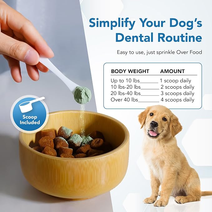 Dental Powder for Dogs - Plaque Control & Tartar Remover, Breath Freshener