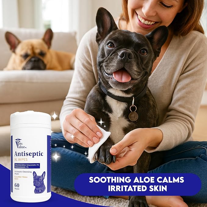 Pet Wipes for Dogs & Cats - Gentle Daily Cleaning for Paws, Face & Coat – All Breeds (60 Count)