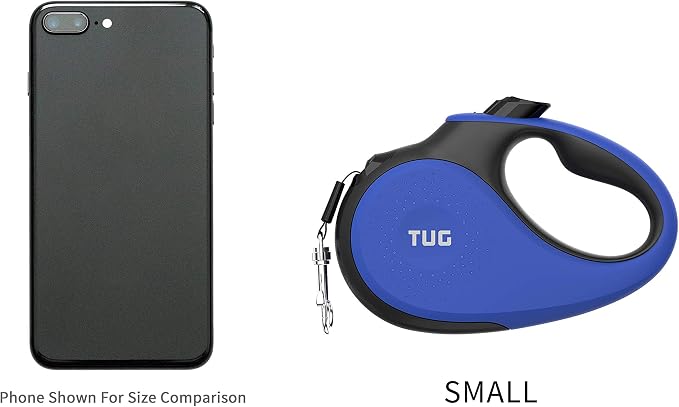 TUG Original Retractable Dog Leash, 16 ft (Small, Blue) | 360° Tangle-Free Retraction, 16 ft Tape, Quick Thumb Lock, Anti-Slip Handle, For Dogs Under 35 lbs