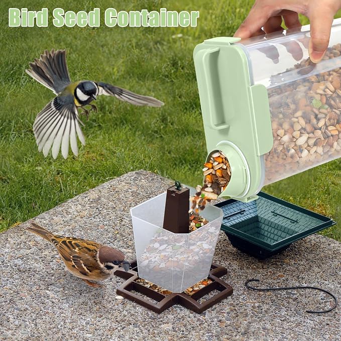 5 Lbs Pet Dog Food Storage Container for Travel Bird Seed Dispenser, 5 Lbs, Green