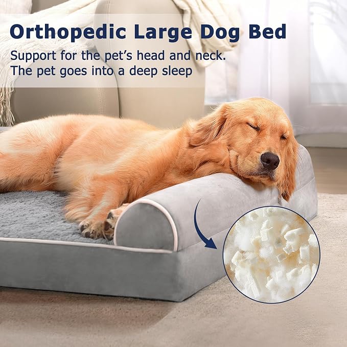 WESTERN HOME Orthopedic Dog Bed for Senior Dogs - Large 36in, Grey