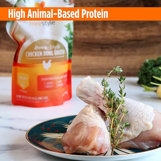 Nulo Freestyle Bone Broth, Premium Food Topper for Cats and Dogs, with Collagen and Chondroitin Sulfate to Help Boost The Quality of Your Pet’s Coat and Skin, 20 FL Oz Pouch (Pack of 2)