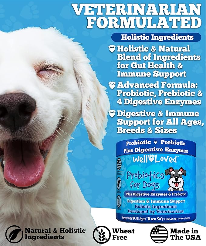 Well Loved Probiotics for Dogs, Dog Probiotics, Made in USA, Vet Developed