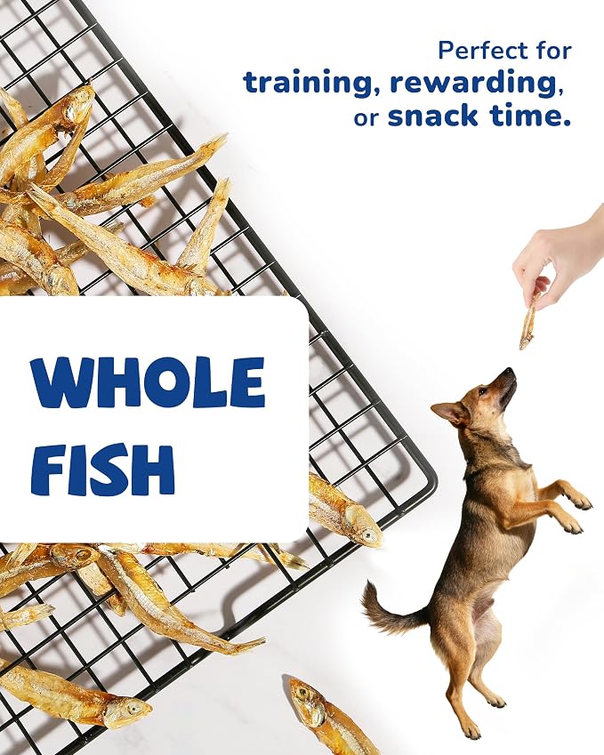 PAWUP Dried Whole Fish Dog Treats, High Protein Omega-3 Snacks