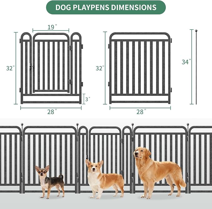 Dog Playpen Outdoor, 32in, 16 Panels, Heavy Duty, Rust Resistant