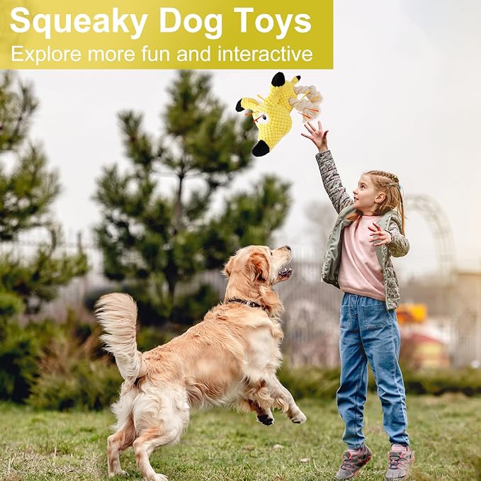Letsmeet Squeaky Plush Dog Toys - Rope-Designed Interactive Dog Chew Toy for Large Dogs, Puppy Toys for Tug of War, Durable Pet Toys for Dogs