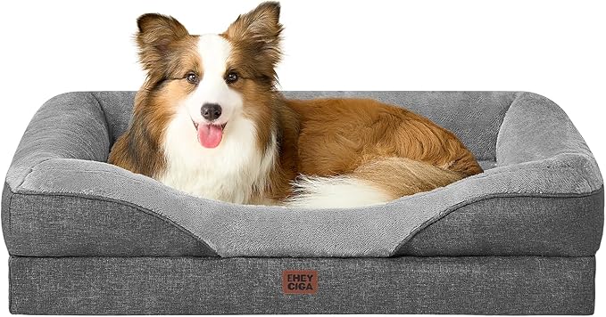 EHEYCIGA Orthopedic Memory Foam Dog Bed - Large 41x27in, Grey