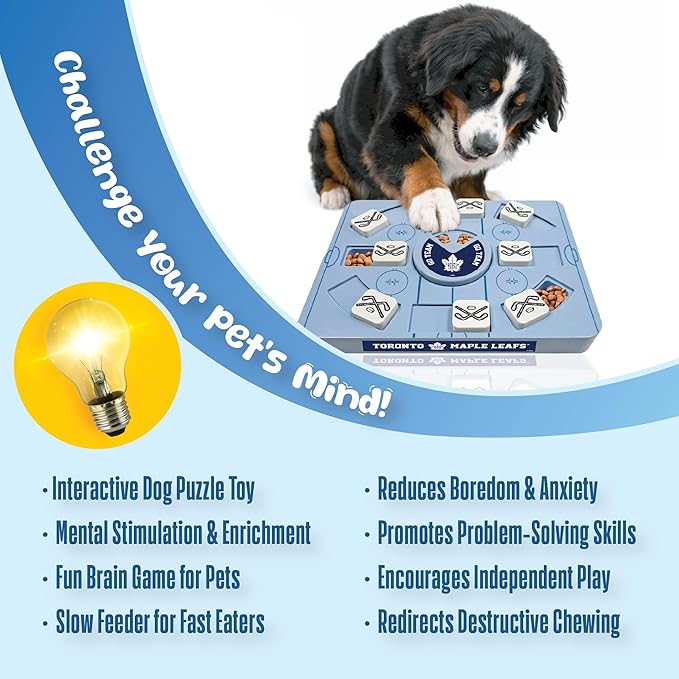 Pets First NHL Toronto Maple Leafs Large Puzzle Toy, New Size, Interactive Dog Treat & Slow Feeding Toy