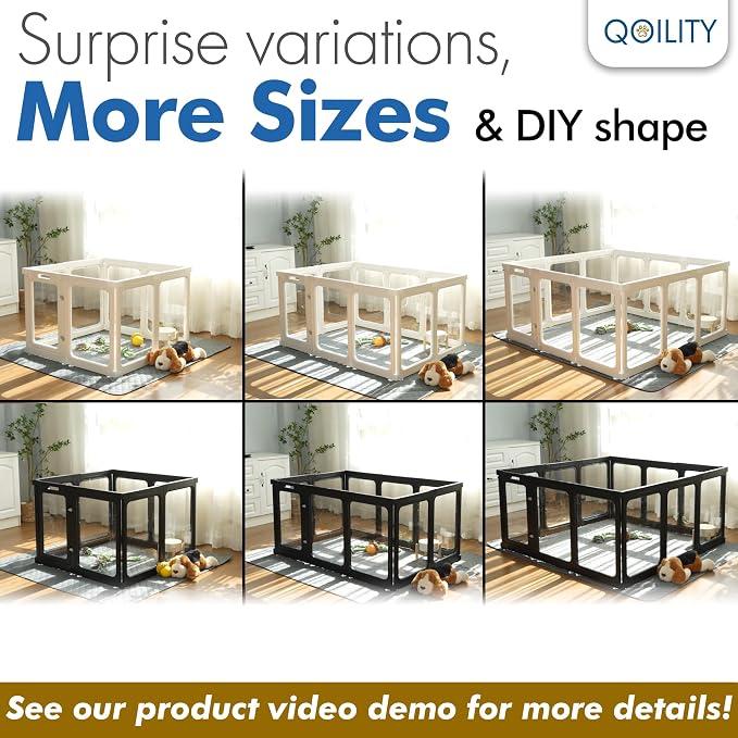 Height 30 Inch Clear Dog Playpen with Toilet, Expandable Size & Flexible Shape, 10 Panels, Black