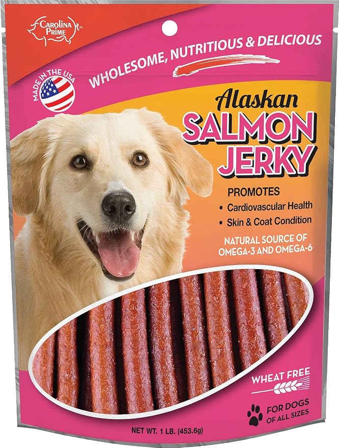 Blue Ridge Naturals Carolina Prime Alaskan Salmon Jerky Dog Treats, 16oz., Made in the USA