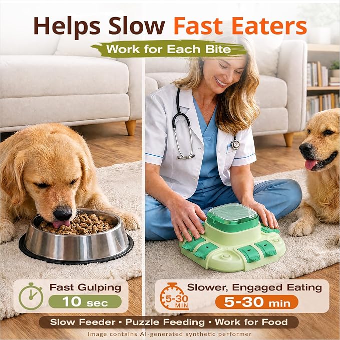 KADTC 2 Levels Dog Puzzle Toy, Interactive Slow Feeder & Treat Dispenser | Press-to-release mental stimulation toy that burns energy, fights boredom, and keeps food-motivated dogs focused at mealtime.