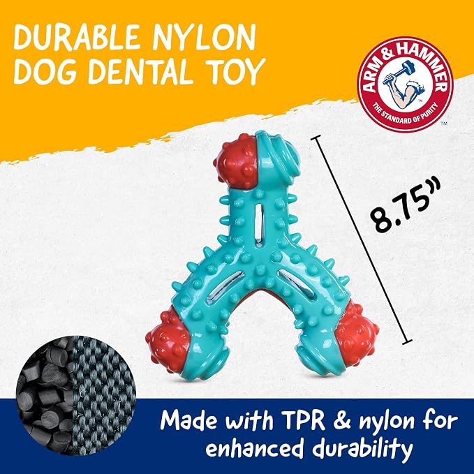 Arm & Hammer Nubbies Wishbone Dental Dog Chew Toy, Chicken Flavor, 24-Pk | Nylon and TPR construction, baking soda infused, reduces plaque and tartar buildup, ideal for moderate chewers