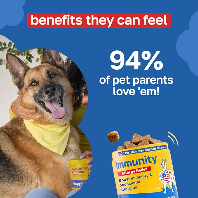 Happy Paws Dog Allergy Chews Supplement 100 Soft Chews Immunity