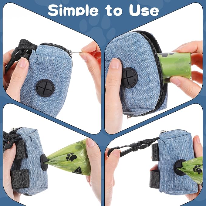 Yuanchu 3 Pcs Dog Poop Bag Dispensers, Dog Waste Bag Holder for All Leash Attachment Puppy Poop Bag Dispenser Zipper Pouch with Carabiner Clip for Cats Dogs Pet
