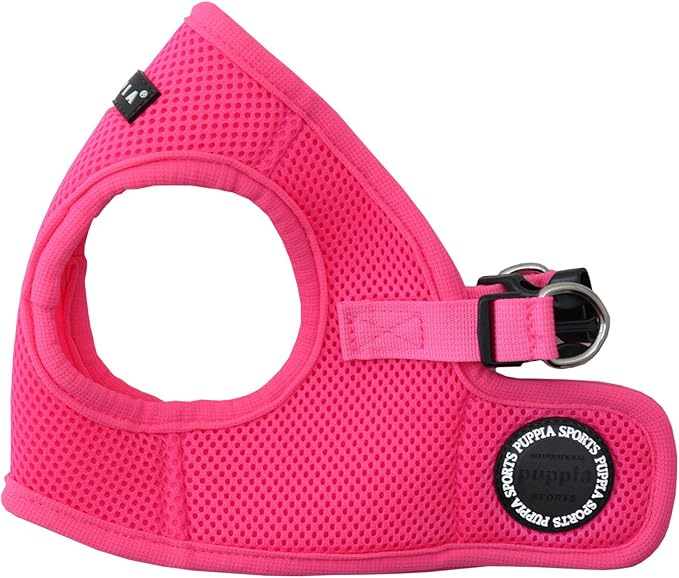 Puppia Neon Soft Vest Harness Step-in No Choke No Pull Walking Training for Small and Medium Dog, Pink, Medium