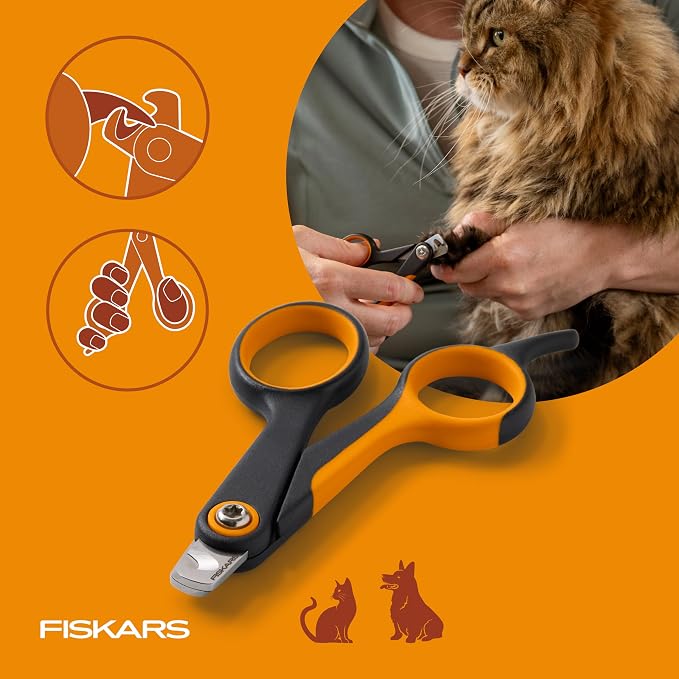 Fiskars Small Pet Nail Clippers, 4.25in, Orange/Black