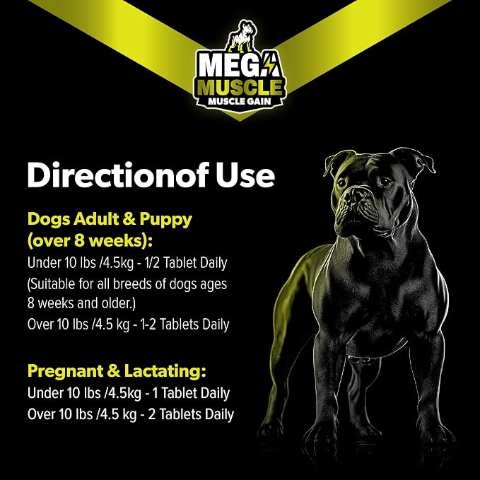 Mega Muscle for Dogs | Daily Chewable Tablets with Multivitamin Support | High Protein Dog Supplement for Active Dogs | Chicken Flavor, 60 Count