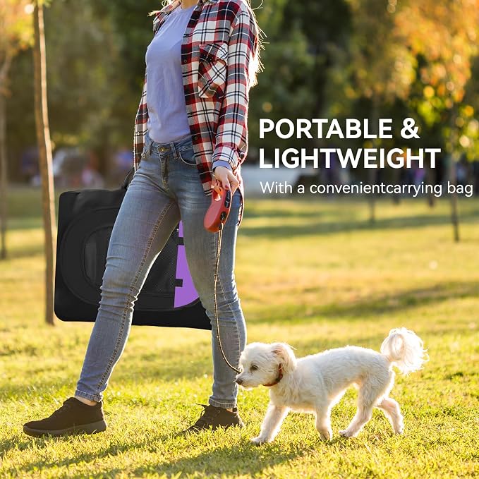 Siedihit Dog Cat Playpen, Puppy Pet Playpen, Small Dogs Tent Crates Cage Indoor/Outdoor, Portable Pop Up Dog Kennel Playpen with Carrying Case for Dogs/Cats/Rabbits,Purple