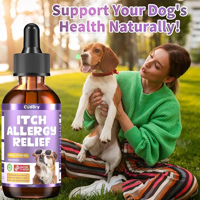 Dog Allergy Relief Drops, Itchy Skin Relief for Dogs with Omega-3, 60ml