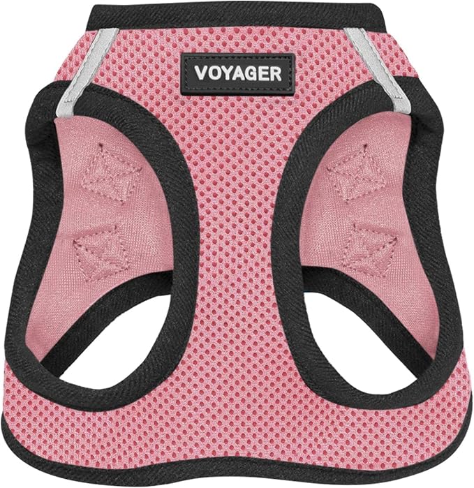 Voyager Step-in Air Dog Vest Harness - Pink/Black Trim, Small | 14.5-16" in Chest, Reflective Bands, All Weather Breathable Air Mesh, Cats Compatible, Lightweight, Fast Drying