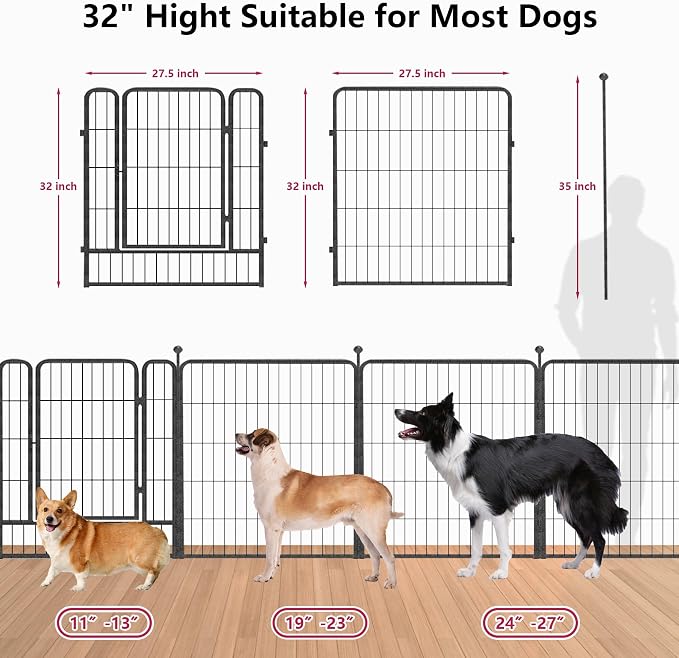 Dog Playpen with Door, 32in 16 Panels