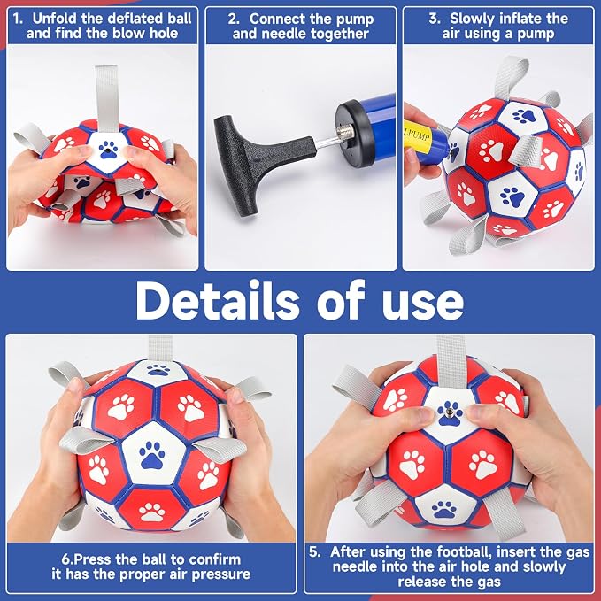 Diman Small Dog Toys, 5 Inch Dog Balls, Soccer Ball for Dogs with Straps | Interactive Dog Balls for 5-20 Lbs Dogs, Dog Water pool Toy, Herding Ball for Small Dogs, Puppy Toys for Birthday Gifts