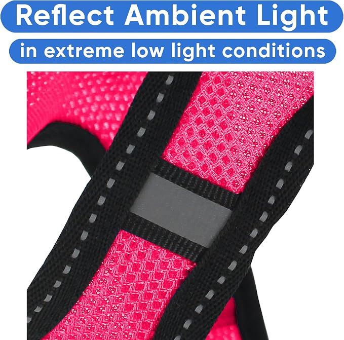 Pawtitas Dog Vest Harness Made with Breathable Air Mesh | All Weather Vest Harness for Medium Puppies and Extra Large Cats with Quick-Release Buckle - Medium Pink Mesh Dog Harness