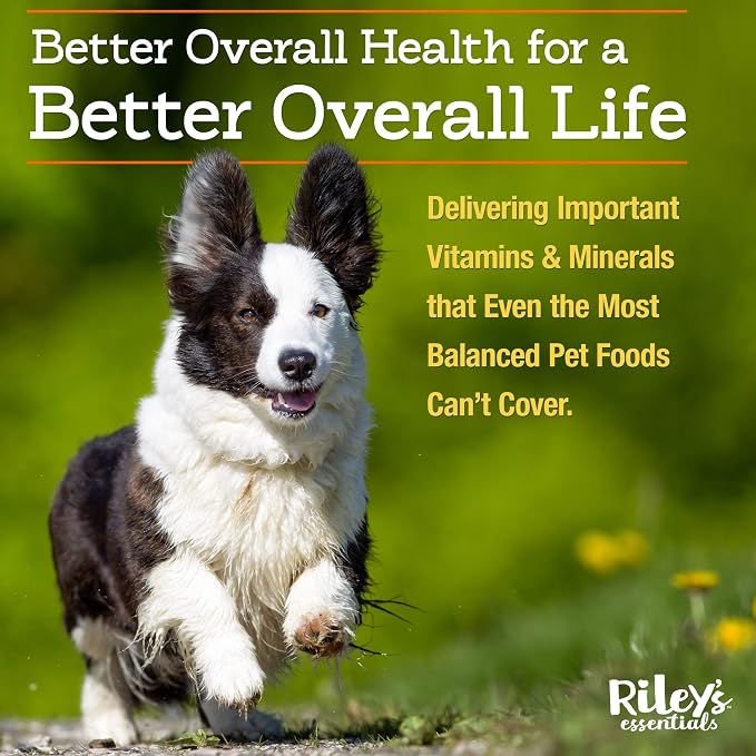 Riley's Multi-Essentials Multivitamin for Dogs - 8oz | Blend of Vitamins, Minerals, Spirulina, Kelp, and Milk Thistle for Nutritional Support - Puppy and Senior Dog Vitamins