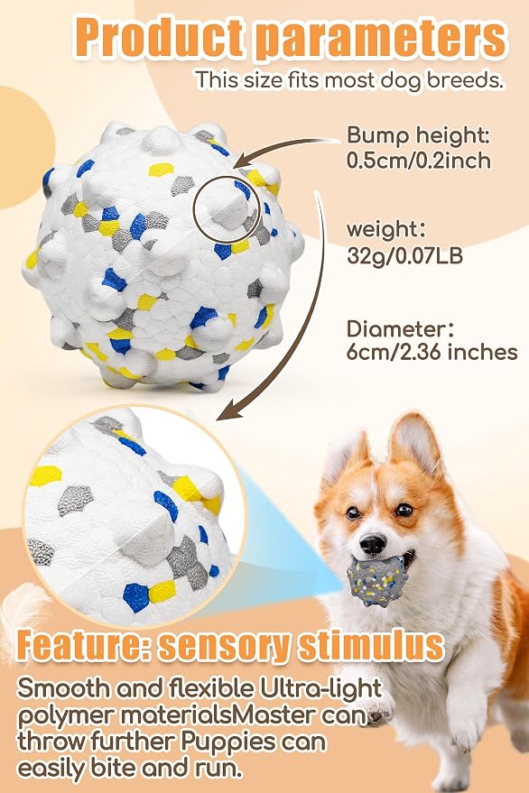 Moonorange Dog Ball, Floating, 2.36in, White, Medium