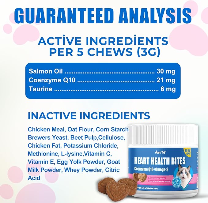 Just Try CoQ10 & Taurine Cat Treats, 300 Ct