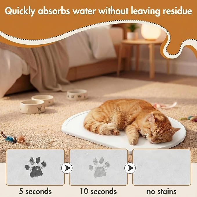 Stone Mat for Dog and Cat Water Bowls 12.6 x 11 Inch Absorbent Feeding Mat Christmas Pet Gift Quick Drying Tray for Pet Water Fountains Diatomaceous Earth Accessories for Messy Drinkers