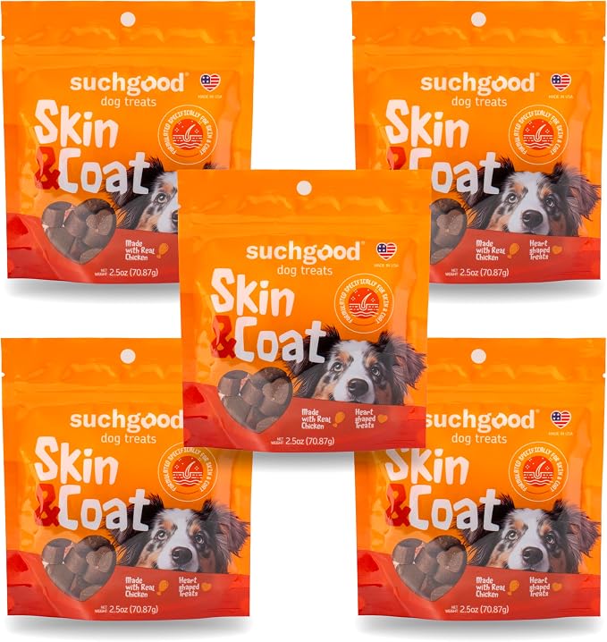 SuchGood Omega Chews Dog Fish Oil Supplement, Chicken Flavor, 5 Pack