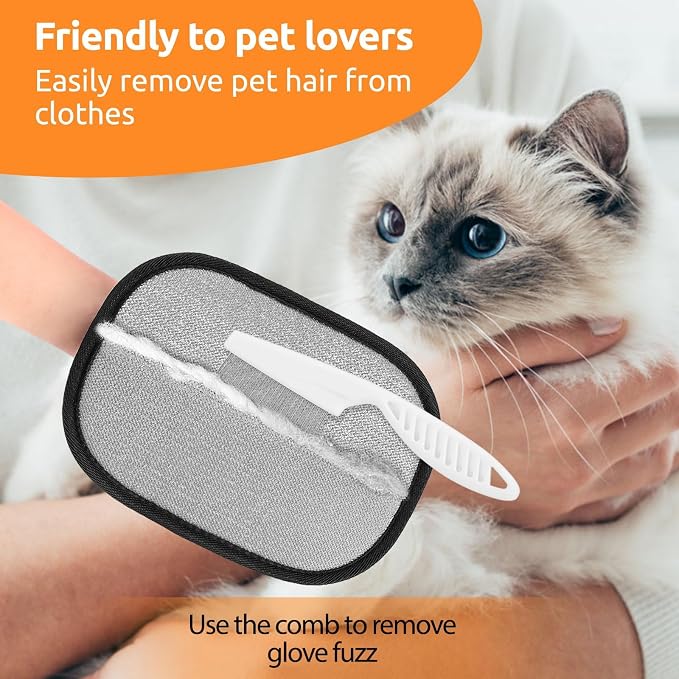 SAWMONG Pet Hair Removal Glove, 2-Pack, Black