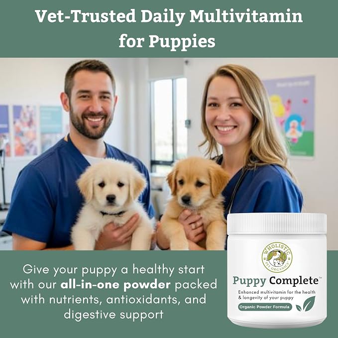 Organic Puppy Vitamins - 8 oz - 22 Scoops | Puppy Complete - Daily Dog Multivitamin with Prebiotics, Probiotics for Immune Support, Skin Coat, Digestion, & Joint Health