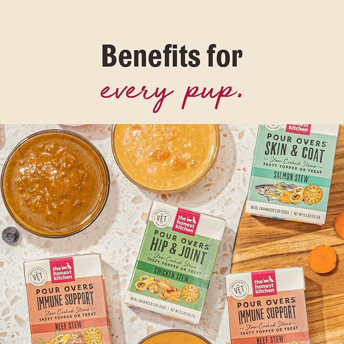 Honest Kitchen Functional Pour Overs Chicken Stew Dog Food Topper - Hip & Joint Support, 5.5 oz x12