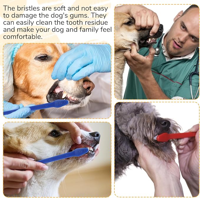 200 Pcs Dog Toothbrush Dual Headed Dental Brushes Bulk Dog Tooth Brushing Kit Long Handle Soft Bristles Pet Tooth Brush for Large and Small Dogs, Cats, Puppy Teeth Cleaning Dental Oral Care