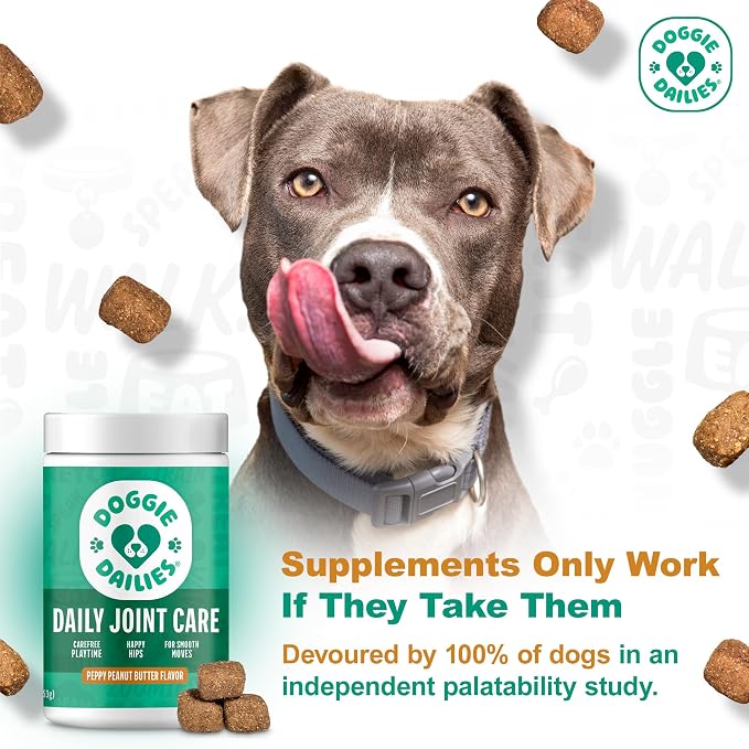 Doggie Dailies Hip & Joint Chews for Dogs, Peanut Butter Flavor, 225 Count