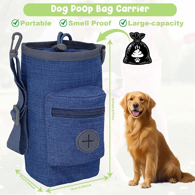Dog Poop Bag Holder for Walking with Waste Bag Dispenser, Portable Wearable Dog Poop Carrier, Clip Easy-Attach to Leash/Harness/Waist, for Storing Used Doggie Waste Bags Without Spills