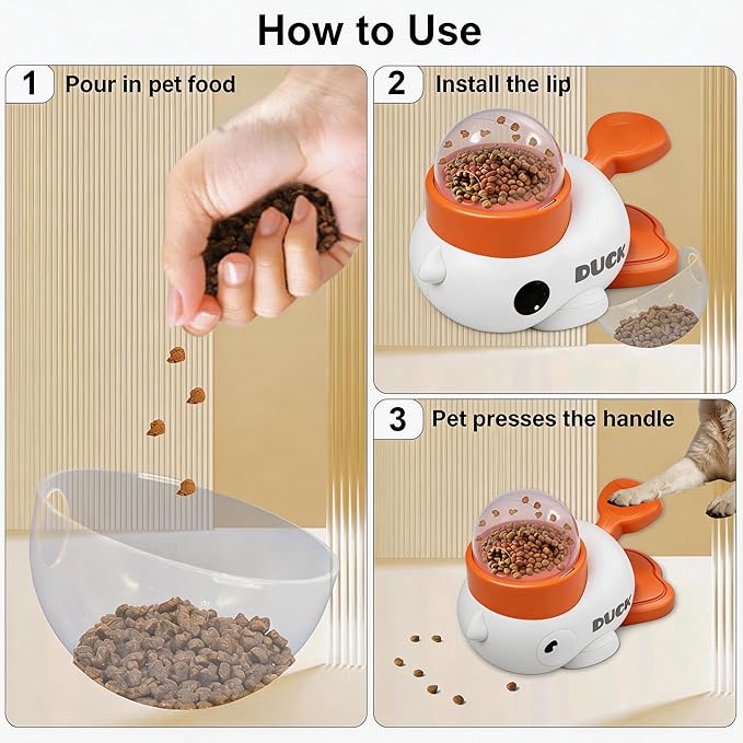 2-in-1 Dog Interactive Treat Dispenser Toy - Durable Food Puzzle Slow Feeder, Mentally Stimulating Toys, Duck Shape Enrichment Toys with Button