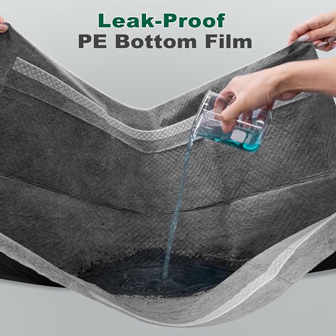 MIZOK Pee Pads for Dogs Charcoal, 28x30in Large Wee Wee Pads for Dogs, Superior Odor Protection, Super Absorbent & Leak-Proof, Puppy Pads with Adhesive Tabs, Thick & Heavy (50 Count)
