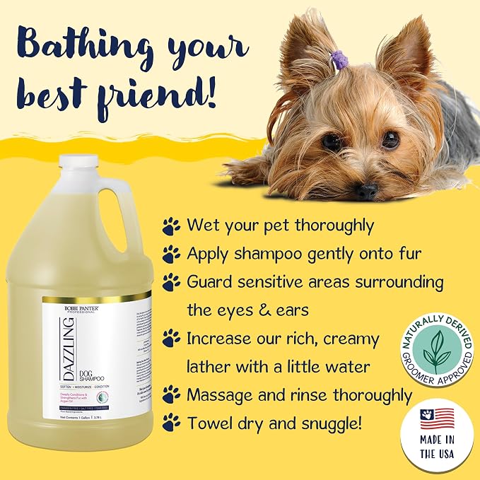 Bobbi Panter 2-in-1 Dog Shampoo & Conditioner for Shedding – Detangling Natural Formula Reduces Shedding & Tangles, Softening, Tear-Free, 10:1 Concentrate, Made in USA, 1 Gallon