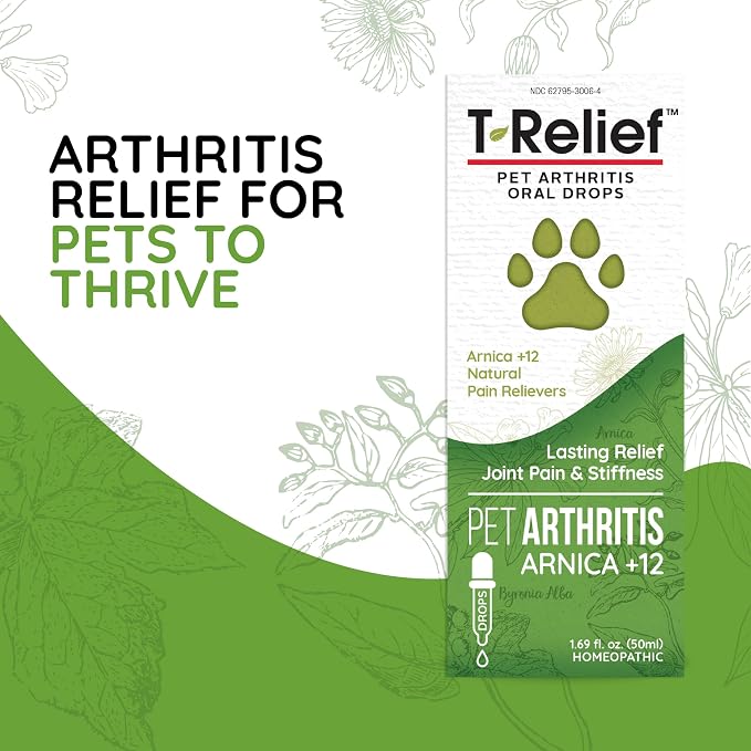 MediNatura T-Relief Pet Joint Aches Drops, Arnica +12, 1.69 oz, 2 Pack