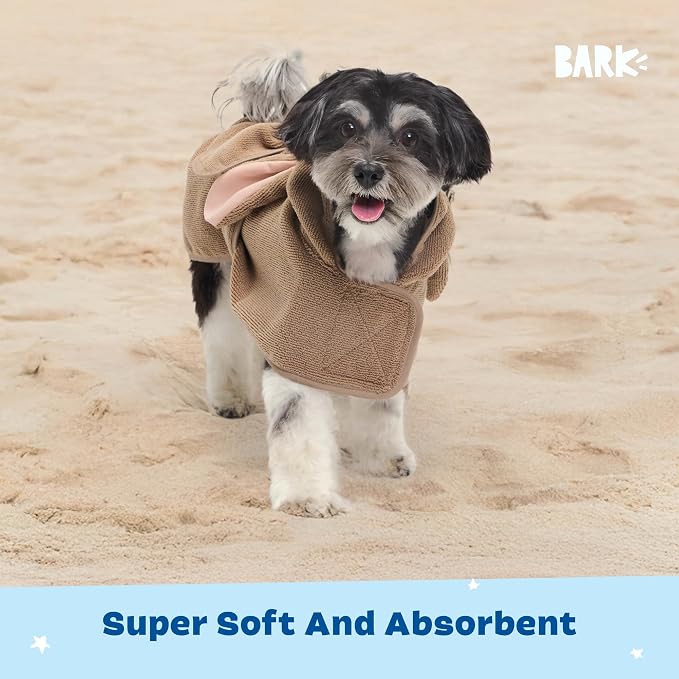BARKBOX Dog Bathrobe - for Dogs - Small | Fast Drying, Microfiber Bath Towel - Hook & Loop Closure and Wrap Tie - Machine Washable - Bunny