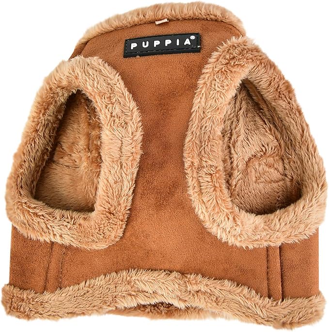 Puppia Terry Vest Dog Harness Step-in Winter Suede Warm No Choke No Pull Training Walking for Small and Medium Dog, Brown, X-Large