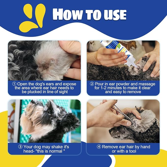 Dog Ear Infection Treatment, Ear Wash with Ear Hair Powder (2pcs)