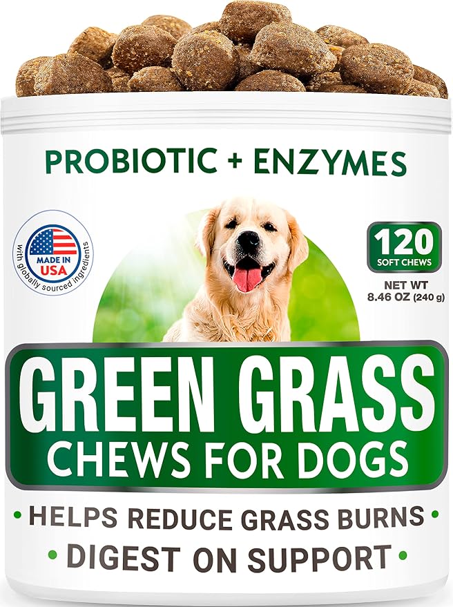 All-Natural Grass Treatment for Dog Urine Bundle - Grass Restore Treats for Dogs - Pee Lawn Repair Chews w Probiotics - Dog Urine Neutralizer Solution for Grass Burn Spots - Made in USA