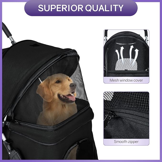 BestPet Pet Stroller - Black, 4 Wheels