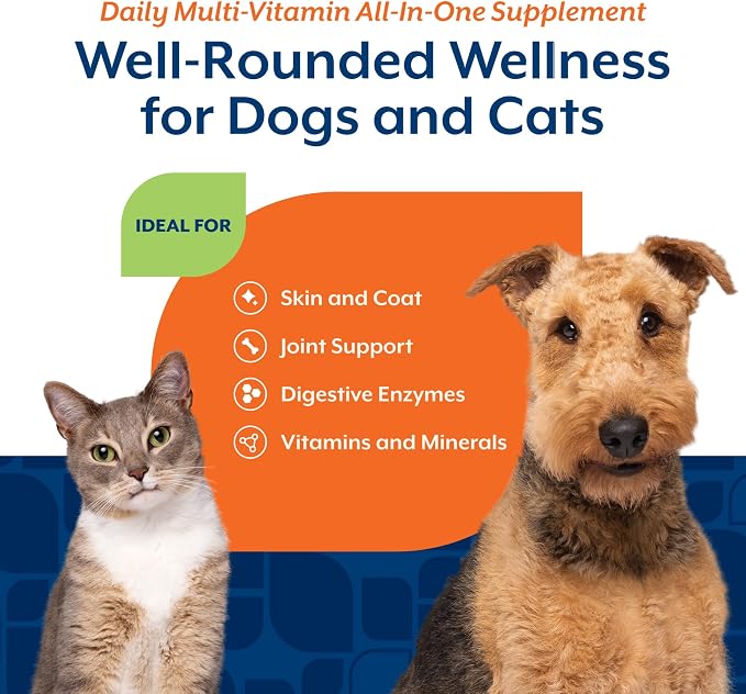 NaturVet All-in-One Dog Supplement - for Joint Support, Digestion, Skin, Coat Care – Dog Multivitamins with Minerals, Omega-3, 6, 9 – Wheat-Free Vitamins for Dogs – 13-Ounce Powder (Pack of 2)