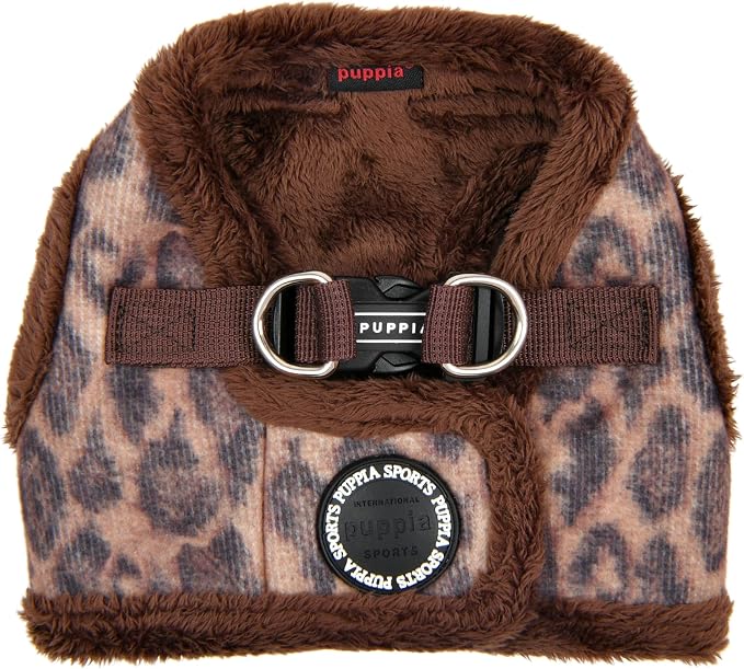 Puppia Kovo Vest Dog Harness Step-in Warm Winter Leopard Pattern for Small and Medium Dog, Brown, Large